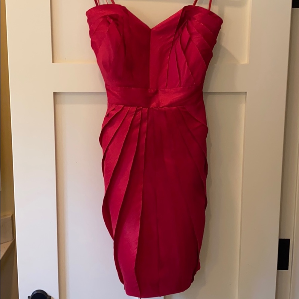 Red tulip strapless dress